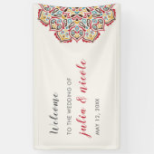 Klassiek geometrisch mandala-patroon bruiloft spandoek (Verticaal)