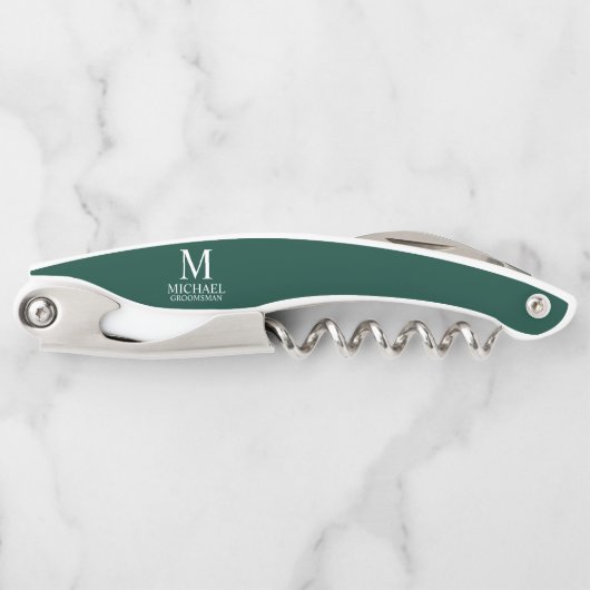 Klassiek gepersonaliseerd bruidsjonker monogram en kurkentrekker (Voorkant)