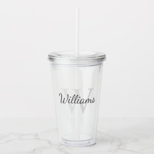 Klassiek gepersonaliseerd monogram en naam acryl drinkbeker (Voorkant)