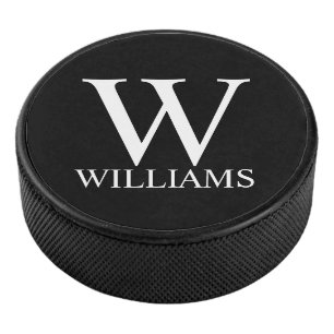 Klassiek gepersonaliseerd monogram en naam hockey puck