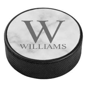 Klassiek gepersonaliseerd monogram en naam hockey puck