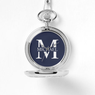 Klassiek gepersonaliseerd monogram en naam horloge