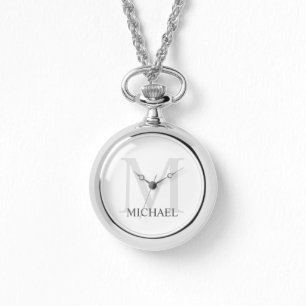 Klassiek gepersonaliseerd monogram en naam horloge