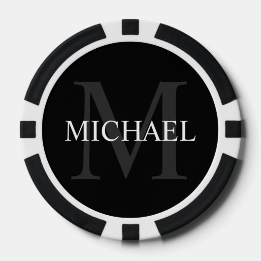 Klassiek gepersonaliseerd monogram en naam poker chips (Voorkant)