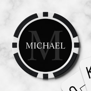 Klassiek gepersonaliseerd monogram en naam poker chips
