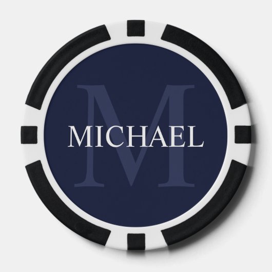 Klassiek gepersonaliseerd monogram en naam poker chips (Voorkant)