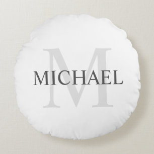 Klassiek gepersonaliseerd monogram en naam rond kussen