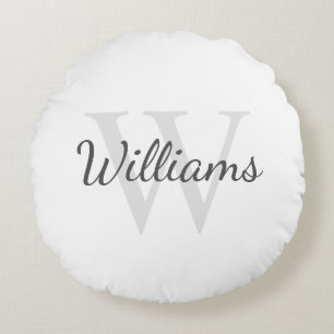 Klassiek gepersonaliseerd monogram en naam rond kussen