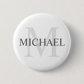 Klassiek gepersonaliseerd monogram en naam ronde button 5,7 cm (Voorkant)
