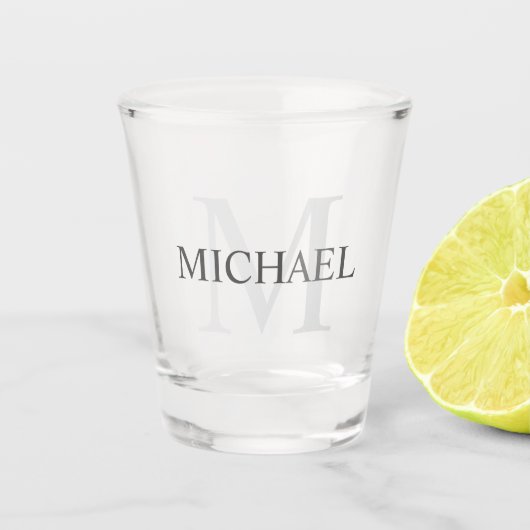Klassiek gepersonaliseerd monogram en naam shot glas (Voorkant)