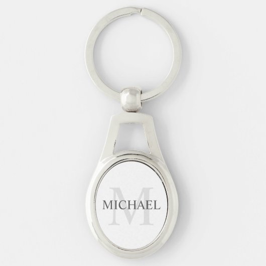 Klassiek gepersonaliseerd monogram en naam sleutelhanger (Voorkant)
