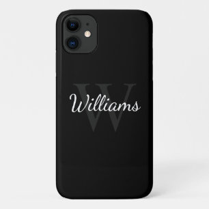 Klassiek gepersonaliseerd monogram en naam zwart iPhone 11 hoesje