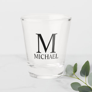Klassiek gepersonaliseerd monogram en naamplaatje shot glas