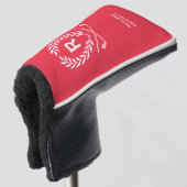 Klassiek gepersonaliseerd monogram naam rode putte golfheadcover (3/4 voorkant)