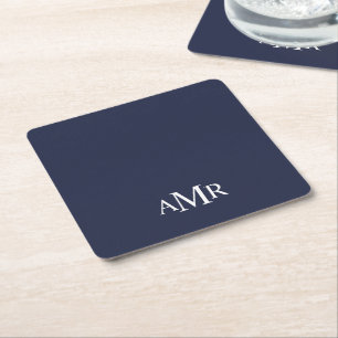 Klassiek gepersonaliseerd monogram vierkante kartonnen onderzetter