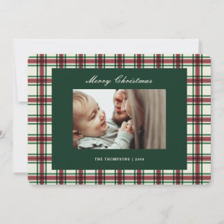 Klassiek geruit patroon Script Prettig Kerstfeest Feestdagenkaart