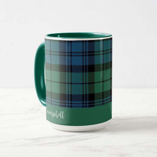 Klassiek geruit script Custom Clan Campbell Tartan Mok (Voorkant links)
