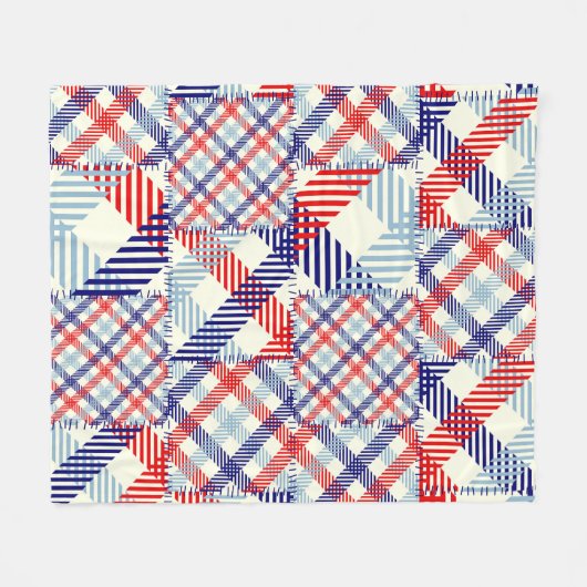Klassiek geruite patchwork: vierkanten patroon fleece deken (Voorkant (Horizontaal))