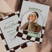 Klassiek Geruite Retro unieke Graduation Party Kaart