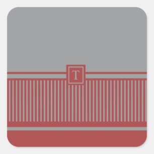 Klassiek gestreept monogram vierkante sticker
