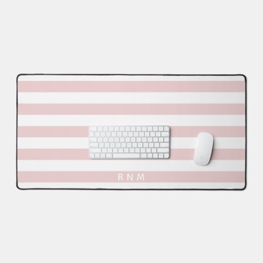Klassiek gestreept patroon in Blush Roze op Wit Bureaumat (Keyboard & Muis)