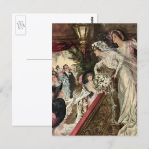 Klassiek getrouwde pasgetrouwden, Victoriaanse bru Briefkaart