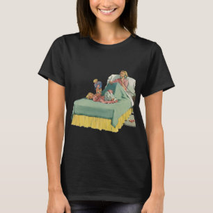 Klassiek gezin waarbij moeder ontbijt op bed krijg t-shirt