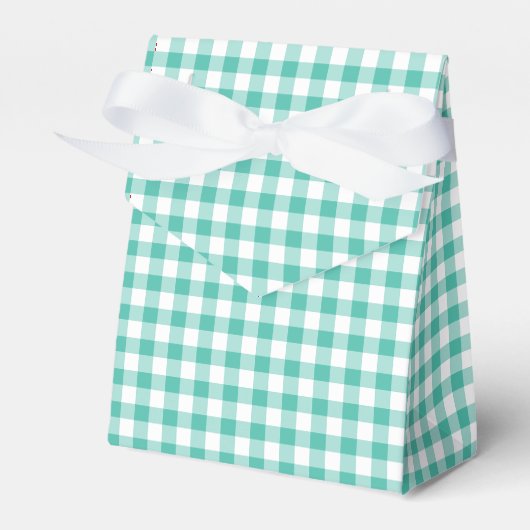 Klassiek Gingham Blauwgroen Bedankdoosjes (Voorkant Zijde)