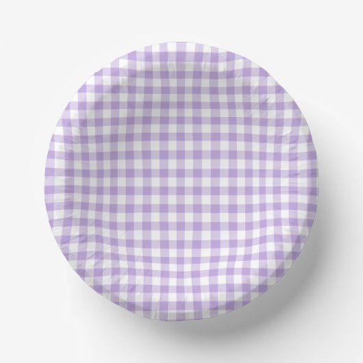 Klassiek Gingham Zacht Lavendel Papieren Kommen (Voorkant)