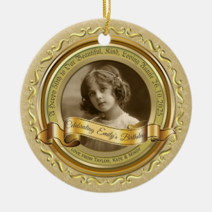 Klassiek Gold Photo Lijst Elegant Banner Yellow Keramisch Ornament