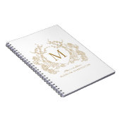 Klassiek Goud Bloemen Crest Monogram Notitieboek (Rechterzijde)