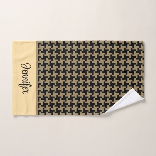 Klassiek Goud Bruin Nailhead Patroon Gepersonalise Bad Handdoek (Handdoek)