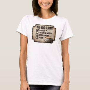 Klassiek Goud COFFIE EERST RED DE WERELD T-shirt