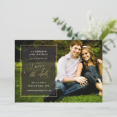 Klassiek goud en zwart elegant schrijfschrift brui save the date (Staand voorkant)