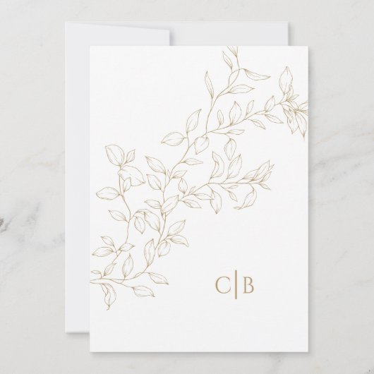 Klassiek Goud Groen We doen bruiloft uitnodiging (Achterkant)