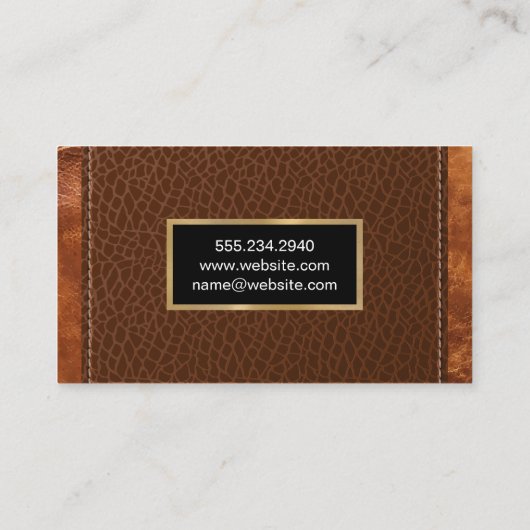 Klassiek Goud Metaal | Krokodillenleer Gestikt Visitekaartje (Achterkant)
