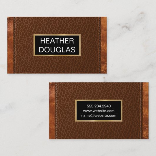 Klassiek Goud Metaal | Krokodillenleer Gestikt Visitekaartje (Voorkant / Achterkant)