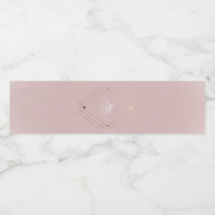 Klassiek Goud Stof Roze Roze Monogram Trouwfeest Waterfles Etiket
