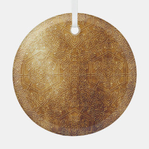 Klassiek gouden metalen Bord Glas Ornament