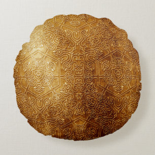 Klassiek gouden metalen Bord Rond Kussen