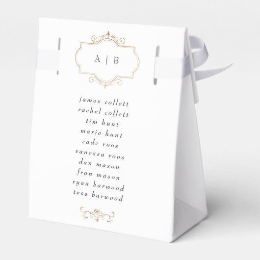 klassiek goudmonogram trouwlijstnummer bedankdoosjes (Achterkant)