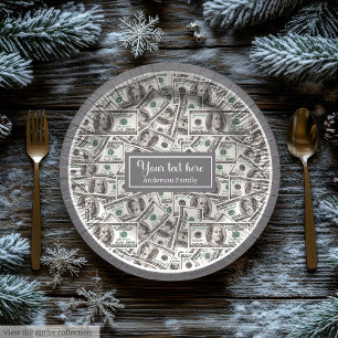 Klassiek grappig geschenk dollarpatroon gepersonal papieren bordje