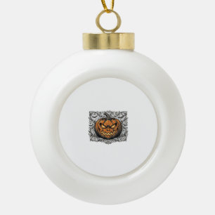Klassiek graveer Halloween Pompoen Shirt Design_1 Keramische Bal Ornament