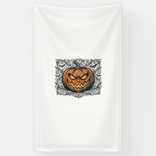 Klassiek graveer Halloween Pompoen Shirt Design_1 Spandoek