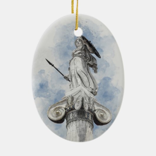 Klassiek griekstandbeeld Athena Keramisch Ornament (Achterkant)