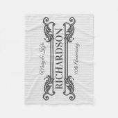 Klassiek Grijs Acanthus Blad Monogram Elegante Str Fleece Deken (Voorkant)