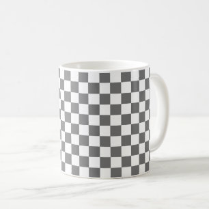 Klassiek grijs dambordpatroon koffiemok