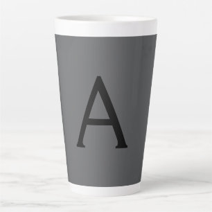 Klassiek grijs eenvoudig monogram naam initiaal latte mok