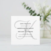 Klassiek Grijs Monogram Sla de datum op Save The Date (Staand voorkant)