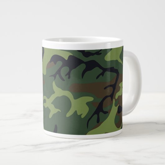 Klassiek groen camouflagepatroon extra grote beker (Voorkant rechts)